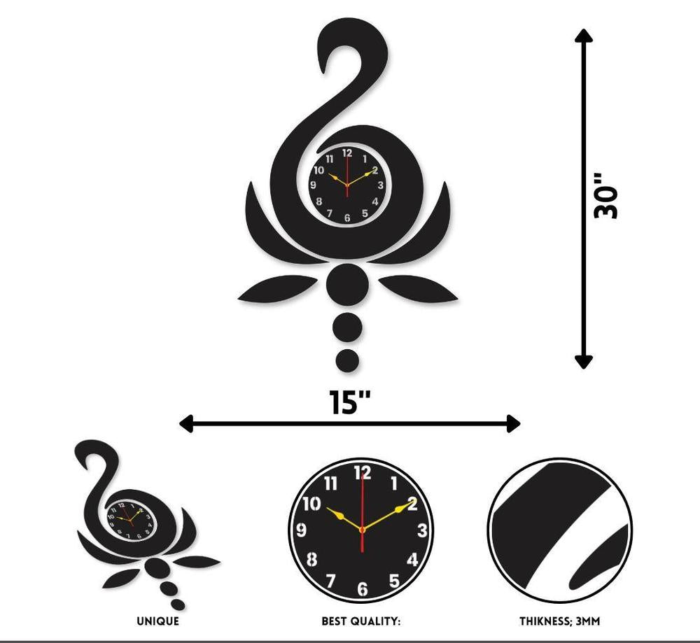 Duck Wall Clock Black Golden 30x15 Modern Decor