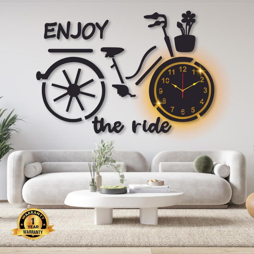 Bicycle Wall Clock with Backlight Modern Living Room Decor