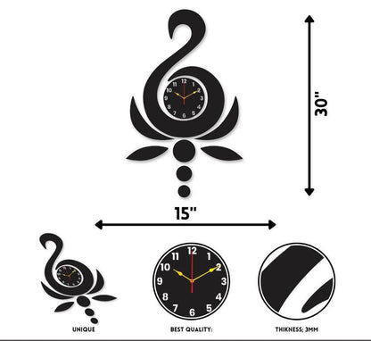 Duck Wall Clock Black Golden 30x15 Modern Decor