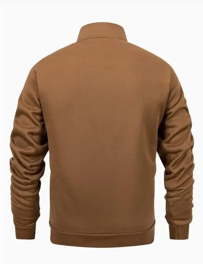 Man S Brown Fleece Track Suit Ban Collar Drawstring Pants