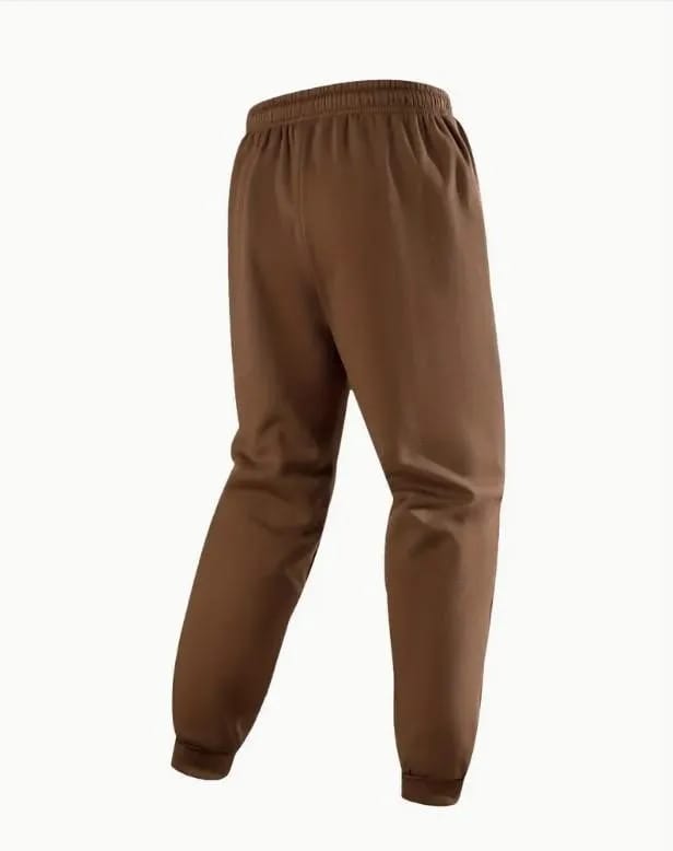 Man S Brown Fleece Track Suit Ban Collar Drawstring Pants