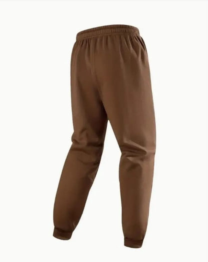 Man S Brown Fleece Track Suit Ban Collar Drawstring Pants