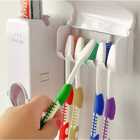 Toothpaste Dispenser With Tooth Brush Holder