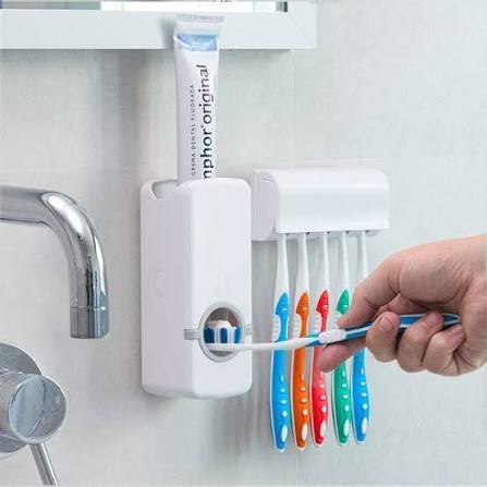 Toothpaste Dispenser With Tooth Brush Holder