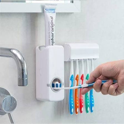 Toothpaste Dispenser With Tooth Brush Holder