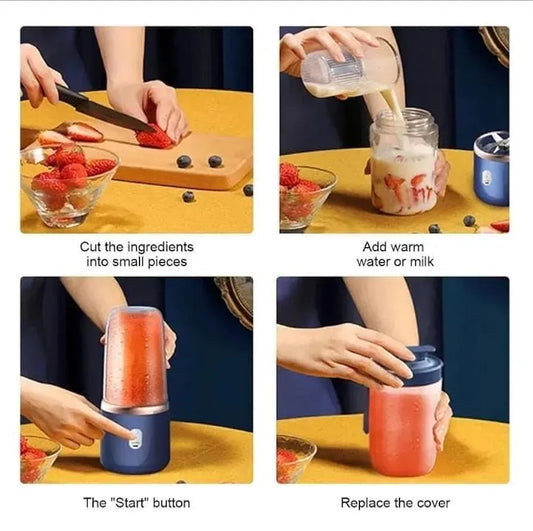 Portable 2-in-1 Blue Juicer Blender for Home & Travel